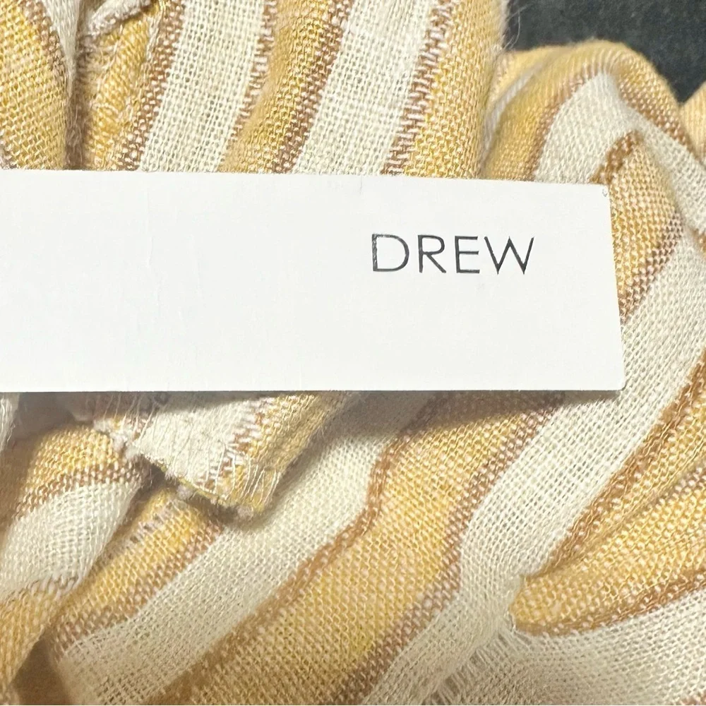 Drew Mustard Ivory Stripe Linen Blend Belted Tie Waist High Rise Shorts S NWT - Picture 6 of 7